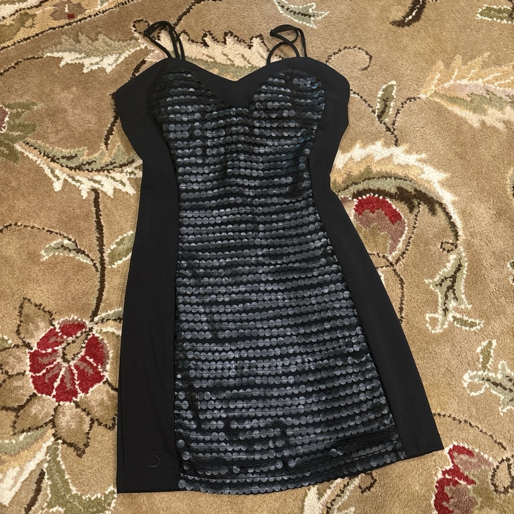 Elegant Black Leather Detailed Dress
